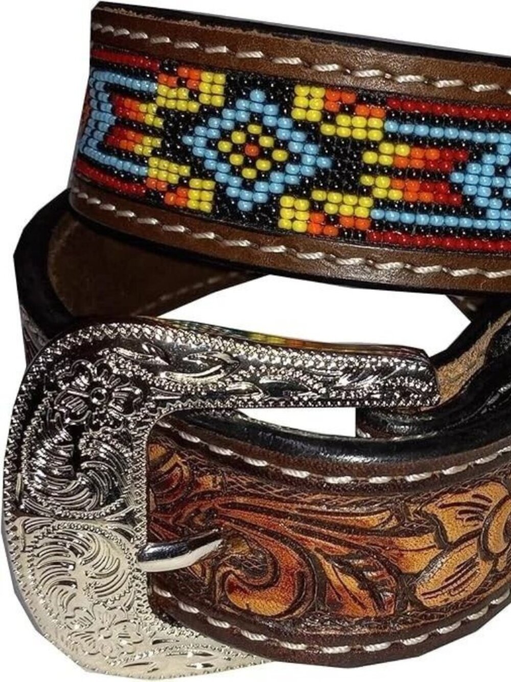Twisted X  Men’s Red Floral Beaded Belt Size 30" - Fits 28" Waist  NEW With Tags
